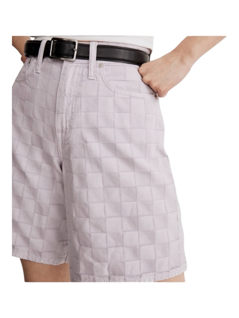 Madewell Bermuda Shorts in Checkerboard Jacquard Dusty Lavender Size 29